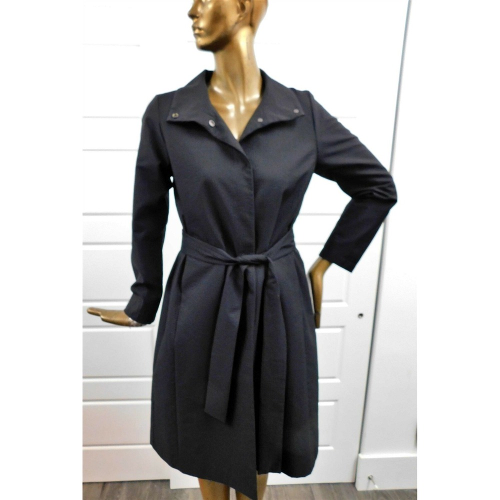 Eileen Fisher Black Snap Button Down Belted Trench Coat XS